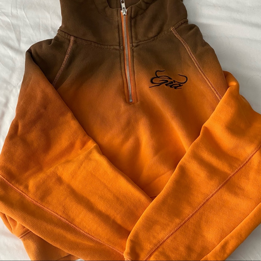I AM GIA Orange and brown hoodie